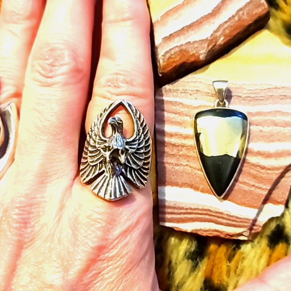 Original VINTAGE Eagle Ring Sterling Silver Ring CUSTOM DESIGNED Vintage Size 8